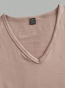 SHEIN EZwear 女式深 V 领紧身休闲短袖上衣和长袖打底 T 恤三件套，适合春夏季 - 彩色 - 查看 10