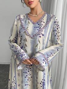 Yasmyna Damen Blumenprint Loose Kleid, für täglichen Gebrauch & Urlaub, dezent - Verschiedenfarbig - Übersicht 1