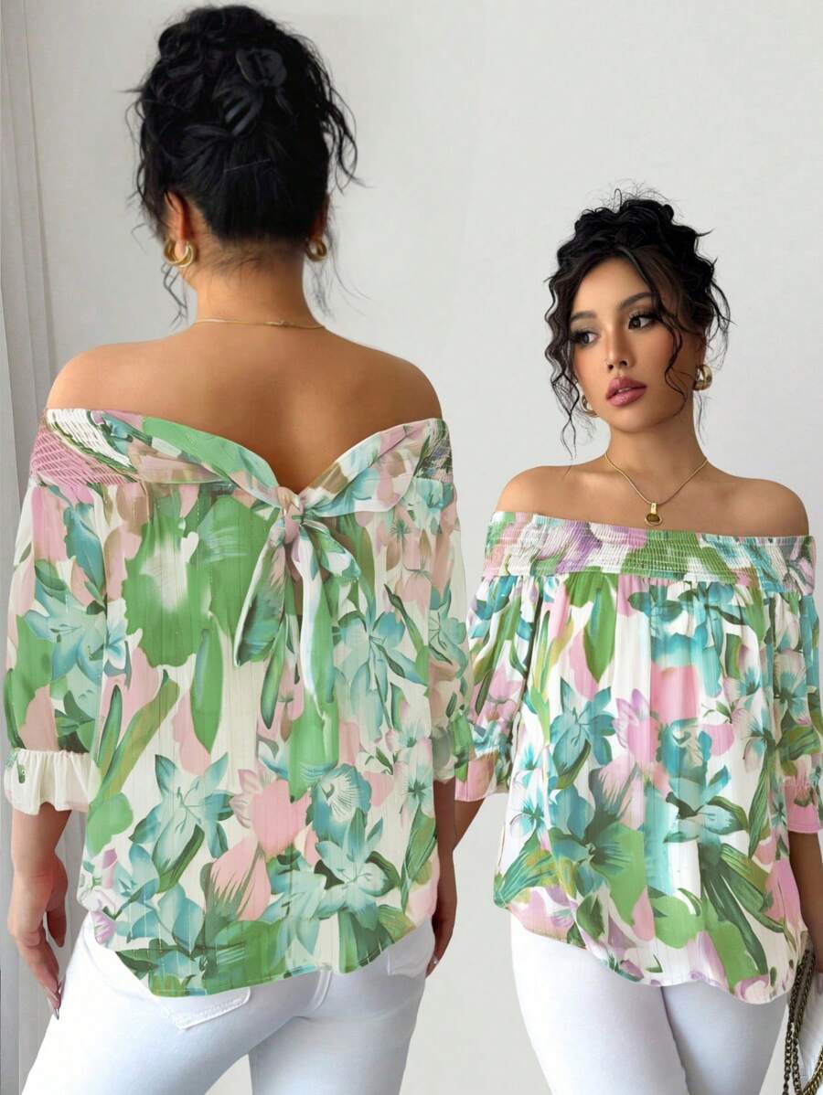 Elenzga Camisa de verano casual regular de mujer trenzada - Verde - Ver 1