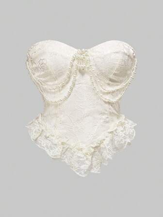 Kawaii Blouse en satin à dentelle avec ornements de perles, style victorien vintage, grande taille pour femmes, rose