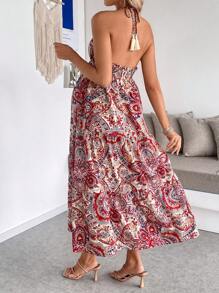 SHEIN Đầm hở lưng in họa tiết toàn thân thời trang mùa hè cho bà bầu - Nhiều màu - Xem 2