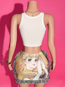 Slaydiva 2025 Summer New Styles For Birthday Parties, Graduation Season, College Style, Student Wear, Daily Outings, Basic And Versatile, Leisure, Vacation, Cruise Travel, Beach, Seaside, Sunbathing, Popular Online Styles, Street Style, Beautiful Girl Prints, Tassels, Tight Hips, Summer Mini Skirts, Women's Skirts