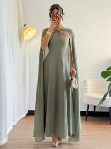 Selianne Váy khăn choàng nhẹ màu xanh lá cây dành cho nữ đi nghỉ dưỡng, mùa xuân/hè - màu xanh lá - Xem 1