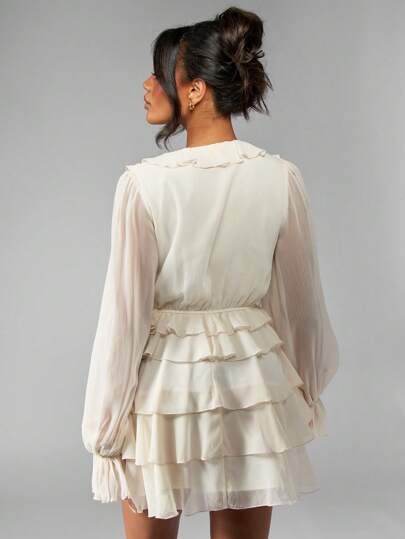 MISSGUIDED Elegant Chiffon Tiered Ruffle Flowy Mini DressMISSGUIDED