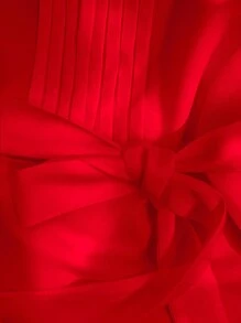 GlowEve Áo sơ mi công sở thanh lịch cạp chun trơn màu dành cho nữ - Đỏ - Xem 6
