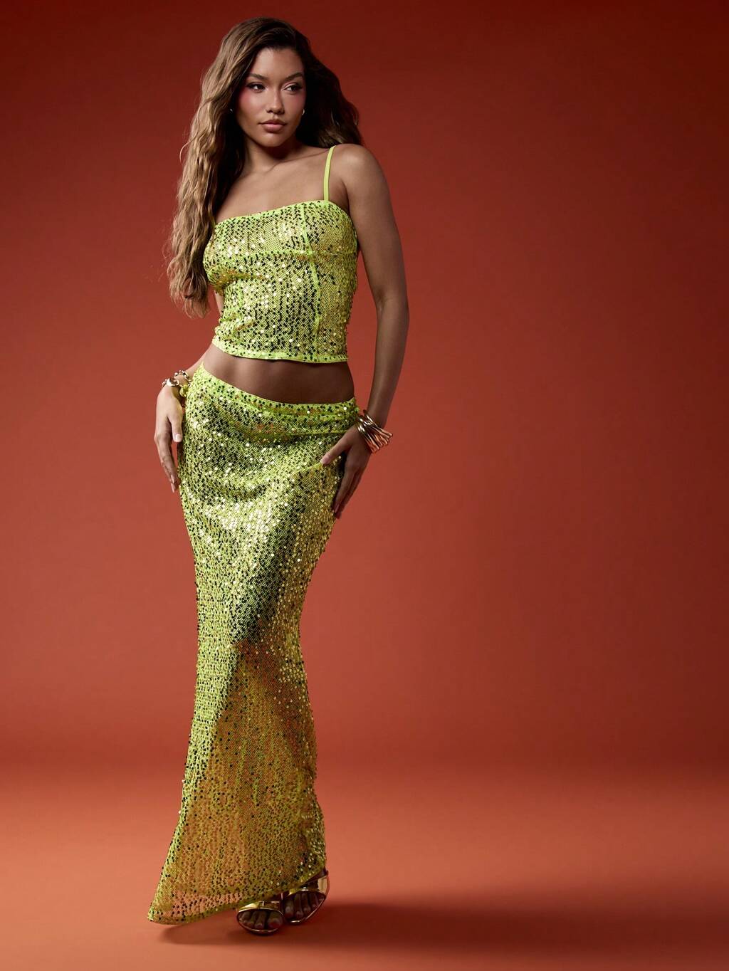 MISSGUIDED Pailletten-Maxi-Meerjungfrauenrock mit Fischschwanzsaum, Weihnachten