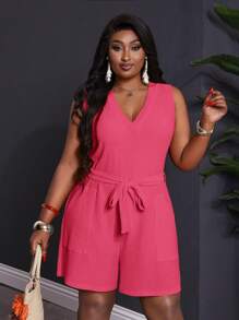 Slaydiva 新款锐舞/复活节女装、复古富家女装、乡村音乐会服装、外出服装、仙女风、音乐节服装、热带度假女装、夏季女装、夏季、锐舞、欧洲夏季、春季服装、西部牛仔女装（大码）、音乐会、毕业典礼服装、百搭日常休闲基础款沙滩优雅纹理面料无袖口袋腰带连体裤（夏季大码）、连体裤（大码）、夏季连体裤（大码）、夏季连体裤（大码）、连体裤（大码） - 玫紅色 - 查看 7