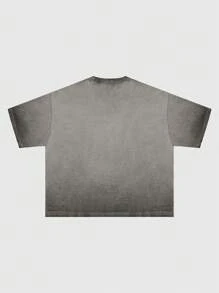 ROMWE MEN Grunge Punk Camiseta Folgada Lavada com Bordado de Estrelas para Homens, Moda Adequada para o Verão