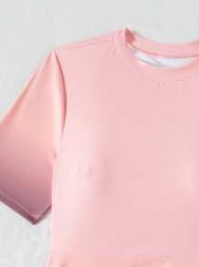 Swim Mulvari 2 pièces/Ensemble nouveau maillot de bain et short Burkini set à col rond, manches 3/4, fermeture éclair avant, imprimé ombré pour l'été