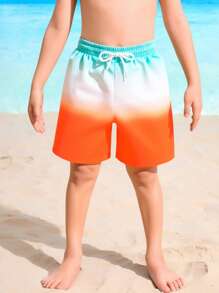 Young Boy Ombre Drawstring Waist Swim Shorts