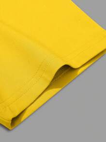 Manfinity Homme Camiseta de manga corta con cuello redondo y estampado de letras, de estilo casual para hombres de talla grande, para verano - Amarillo - Ver 3