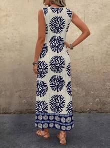 EMERY ROSE Casual Minimalist Retro Patterned Women Dress, Suitable For Summer Vacation Chic Dress - Multicolor - View 2