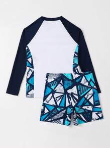 Traje De Baño Para Niño Con Estampado De Geo Para La Playa