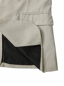 Calvornis 男士休闲通勤纯色夹克和裤子套装，西装 - 卡其色 - 查看 5