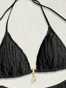 SHEIN Swim 女士泳装套装、沙滩装和夏季服装 - 黑色 - 查看 5
