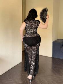 Vibekara Vestidos de fiesta talla grande - Negro - Ver 2