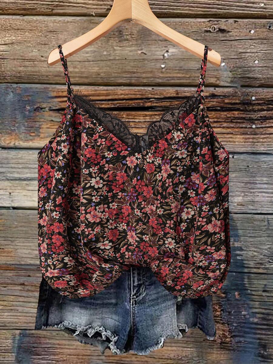 SHEIN VCAY Áo ba lỗ không tay cỡ lớn cho nữ, thời trang mặc mùa hè - màu đen - Xem 1