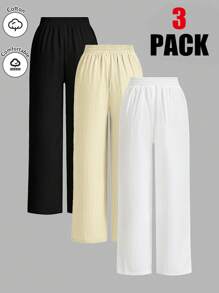 SHEIN Essnce 女士纯色系腰宽松阔腿裤，夏季