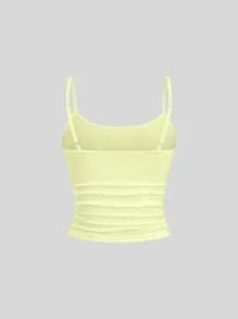 Sweetra 女式修身吊带背心，修身款，分层无袖上衣 Y2K - 黃色 - 查看 2