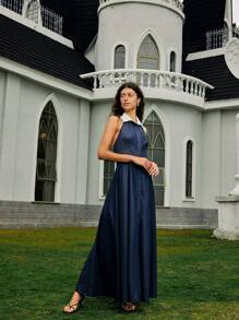 Briarwyn Woven Off-Shoulder Backless Dress For Women - Blue - View 6