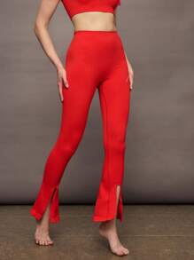 Activina Damen Einfarbige Fitness Sport Hose mit geteiltem Saum und elastischem Bund für den Alltag