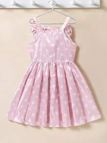 SHEIN Girl's Pink Bow Strap Puffy Dress - Pink - View 2