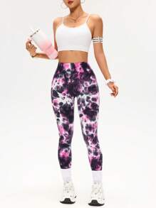 Core Rhythm Quần legging thể thao in họa tiết thường ngày cho nữ - Đỏ và trắng - Xem 5