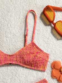 Swim Mod Women's Summer Spaghetti Strap Random Floral Print 2 Pieces Bikini Set, Tight Casual Vacation Swimsuit - Multicolor - View 4