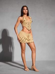 CUCCOO SZL Women Fashion Rhinestone Decor Flat Sandals For Christmas - Champagne - View 2