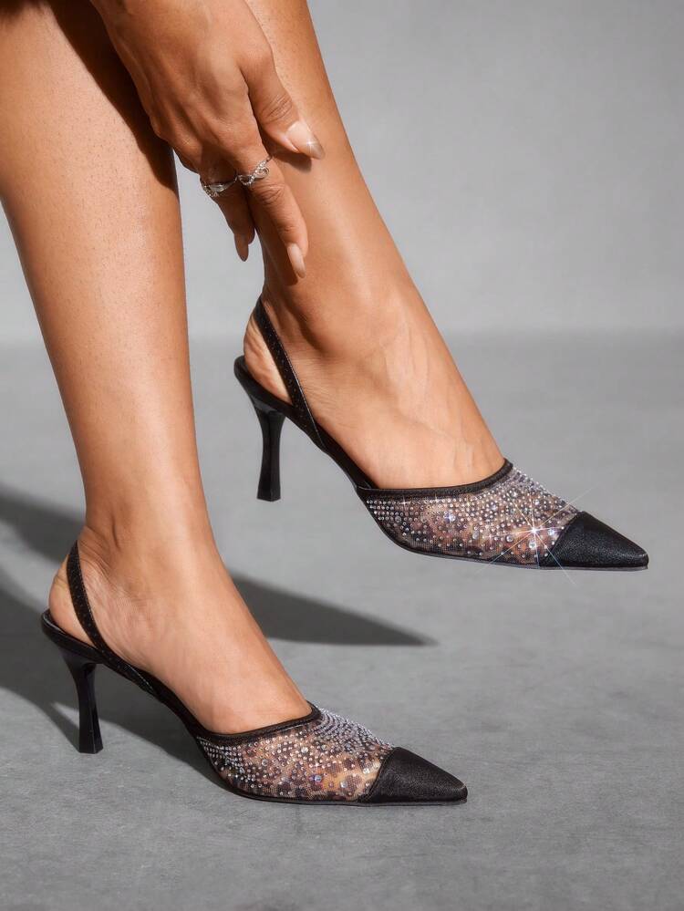 CUCCOO SZL Pointed Toe High Heel Bowknot Backless Pumps, Fashionable Banquet And Versatile Women Heels