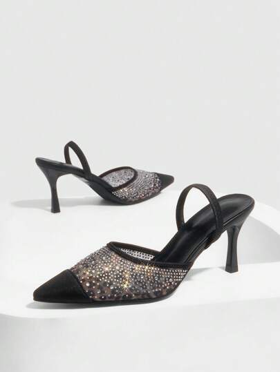 CUCCOO SZL Pointed Toe High Heel Bowknot Backless Pumps, Fashionable Banquet And Versatile Women Heels