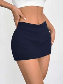 Comfortcana Two-Piece Set Minimalist Women's Ultra-Skorts - Navy Blue - View 6