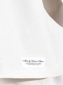 SUMWON 度假休闲纽扣衬衫短袖轻盈亚麻外观宽松版型经典夏季海滩必备 - 米色 - 查看 5