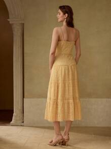 MOTF PREMIUM Vestido camisero con volantes de encaje de contraste - Albaricoque - Ver 3