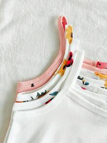 SHEIN 4件套女婴休闲印花纯色连体衣 - 彩色 - 查看 7