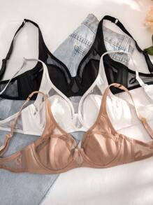 SHEIN 3件套舒适内衣套装，带钢圈文胸和薄底裤 - 彩色 - 查看 8