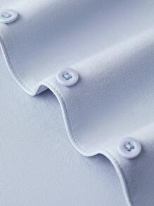 LUVLETTE 柔软棉质荷叶边蕾丝花边纽扣短款透气蓝色女士睡衣套装，含带口袋的短裤和四角裤