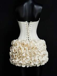 SHEIN ICON 女士两件套玫瑰装饰抹胸和超迷你裙，浪漫派对/节日装 - 白色 - 查看 2