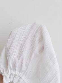 Elamini White Textured Fabric Sexy Deep V-Neck Backless Tie-Up Slim Fit Camisole Top, Chic For Spring/Summer Vacation, Babydoll Top - White - View 7