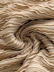 Soleia Women's Vacation Knit White Textured V-Neck, Twisted Shoulder Strap, Ruched Waist Fitted Fashionable Slimming Camisole, For Party, Date, Valentine's Day - Apricot - View 8