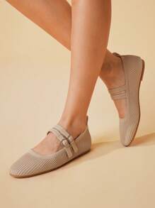 CUCCOO BASICS CUCCOO Women's Adjustable Buckle Design Fashion Flat Loafers - Apricot - View 5