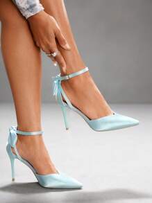 CUCCOO SZL Cuccoo 女士时尚尖头蝴蝶结高跟鞋 - 淺藍色 - 查看 3