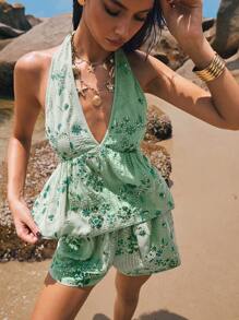 Poéselle 女士两件套亮片度假装、海岛度假装、度假两件套、海滩度假装 - 綠色 - 查看 1