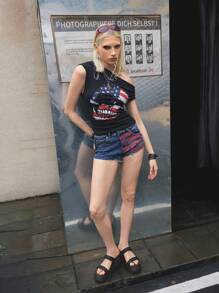 Sugerpunk 女士黑色高跟 Y2K 系带哥特朋克摇滚明星厚底凉鞋 - 黑色 - 查看 2