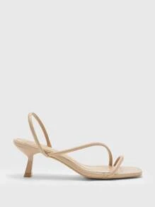 CUCCOO SZL Giày sandal đế vuông gót thấp gợi cảm màu mơ, quai hậu thích hợp khi đi làm, hẹn hò, tụ tập, ngày lễ, tiệc tùng, kỳ nghỉ, ngày lễ tình nhân - Màu be - Xem 6