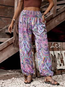 LanaWest Women's Retro Print Casual Pants Fall Cloth For Women - Multicolor - View 5
