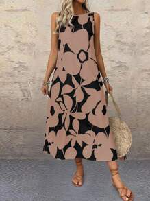 SHEIN LUNE Đầm Maxi Không Tay In Hình Dáng Rộng Cho Nữ - Nhiều màu - Xem 6