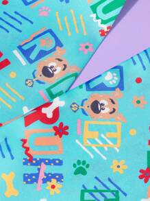 SCOOBY-DOO X SHEIN Cute Cartoon Puppy Pattern Fashionable Small Scarf (Blue) - Blue - View 4
