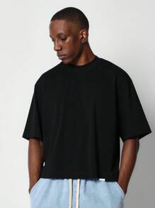 SUMWON Essential Crop Tee Heavyweight Cotton Relaxed Fit Streetwear Basic Tshirt Minimalist Oversized Modern Athleisure Summer Lounge Athletic