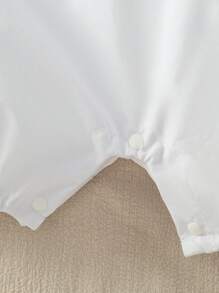 SHEIN Baby Girl Elegant Cap Sleeve Lace Bow Romper, Suitable For Casual Outings, Birthday Party, Photo Shoots, Summer - White - View 5